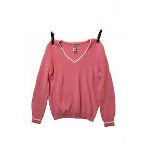 Izod Pink V-Neck Sweater Vintage Style Golf Womens Size Large